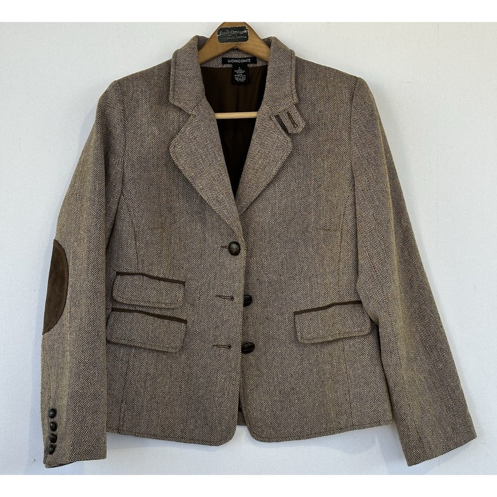 Luciano Dante Wool Preppy Blazer Retro Office Preppy Women's L